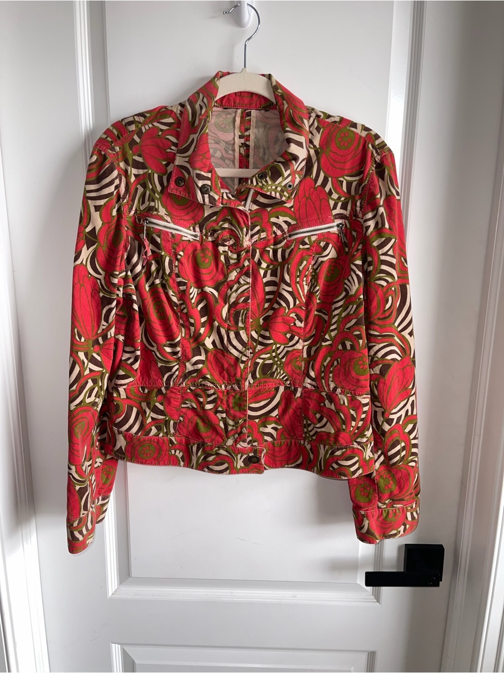 Vintage Jones Wear Jeans Psychedelic Floral Jacket Retro Y2K Mod Zip Jacket M/L